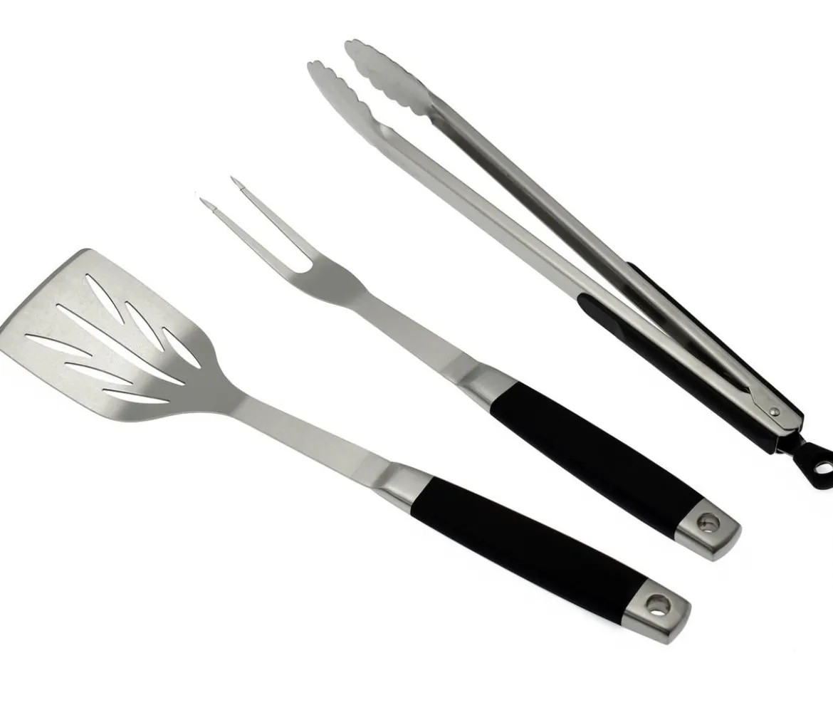 Dehner BBQ Edelstahl-Grillbesteck, 3-teilig
