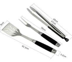Dehner BBQ Edelstahl-Grillbesteck, 3-teilig