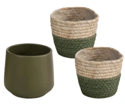 Dehner Übertopf-Set Grün Starter, 3-teilig