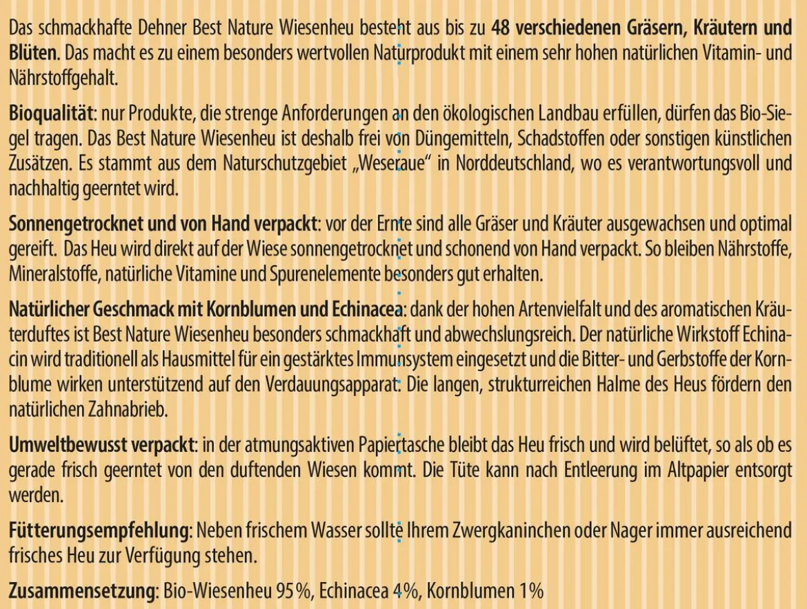 Dehner Best Nature Bio Natur-Wiesenheu, mit Kornblumen, 1 kg