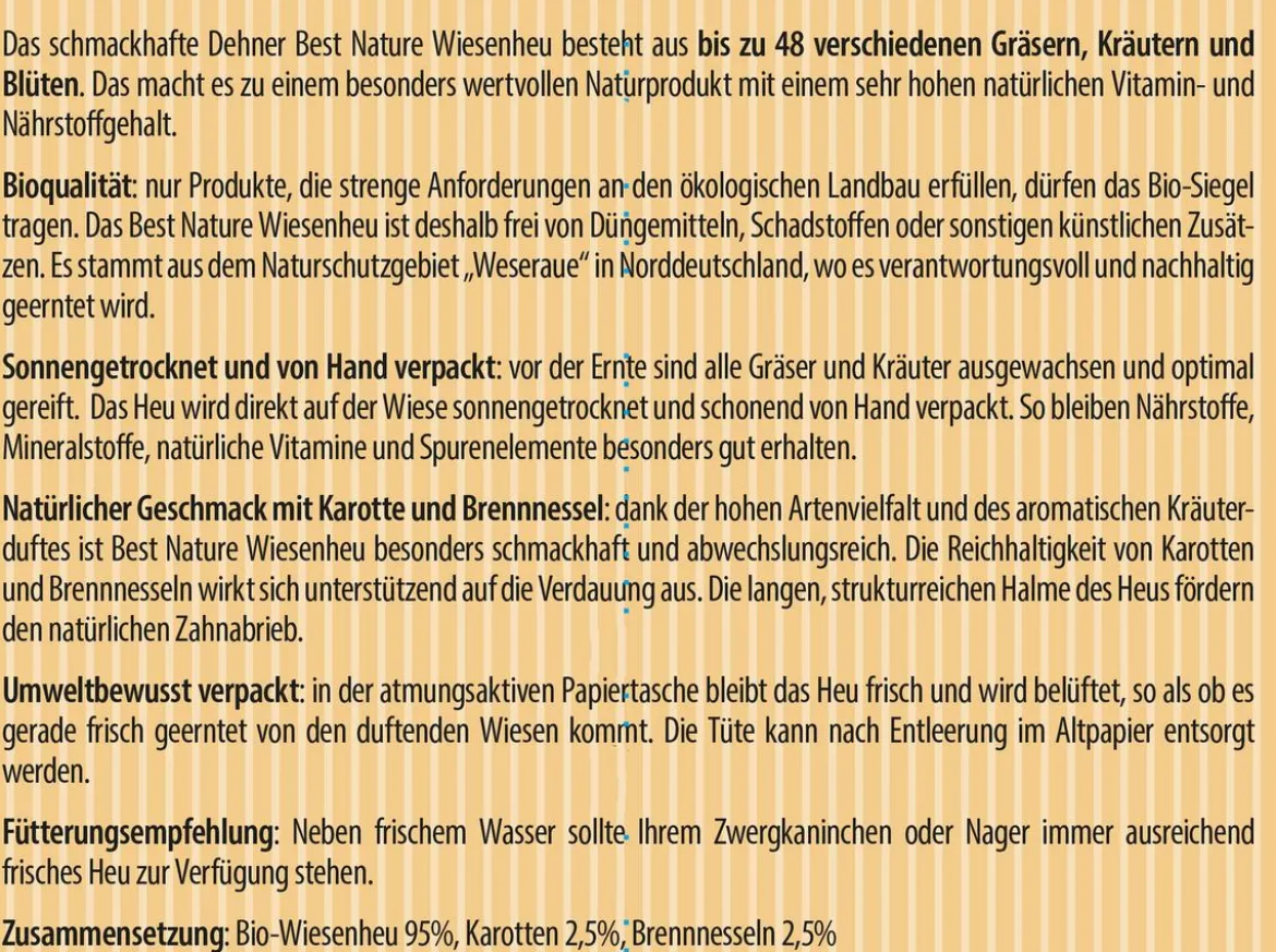 Dehner Best Nature Bio Natur-Wiesenheu, mit Karotten, 1 kg