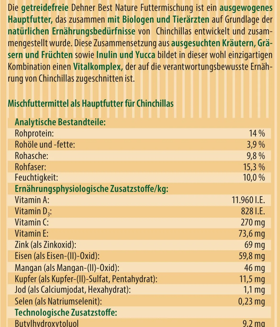 Dehner Best Nature Chinchillafutter, 2 kg