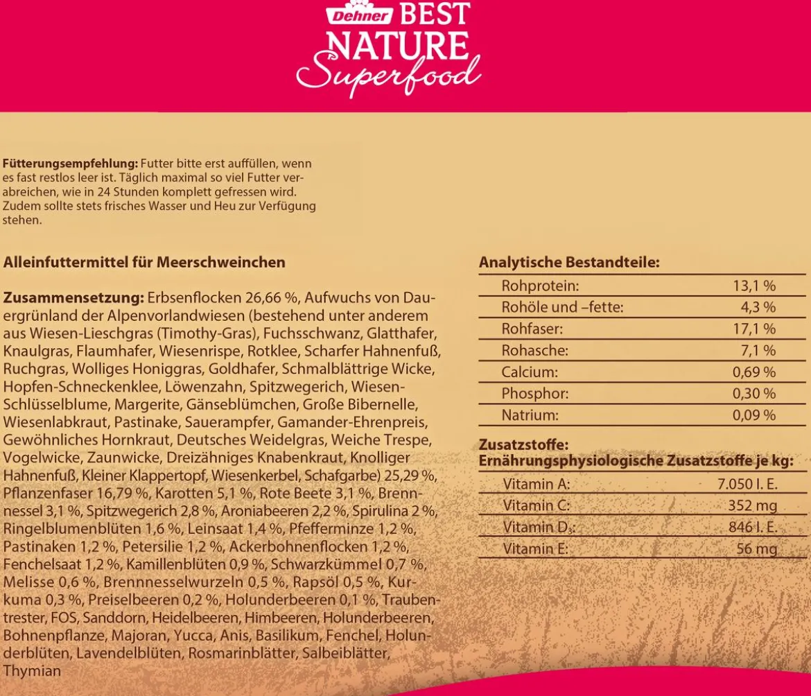 Dehner Best Nature Meerschweinchenfutter Superfood Mix