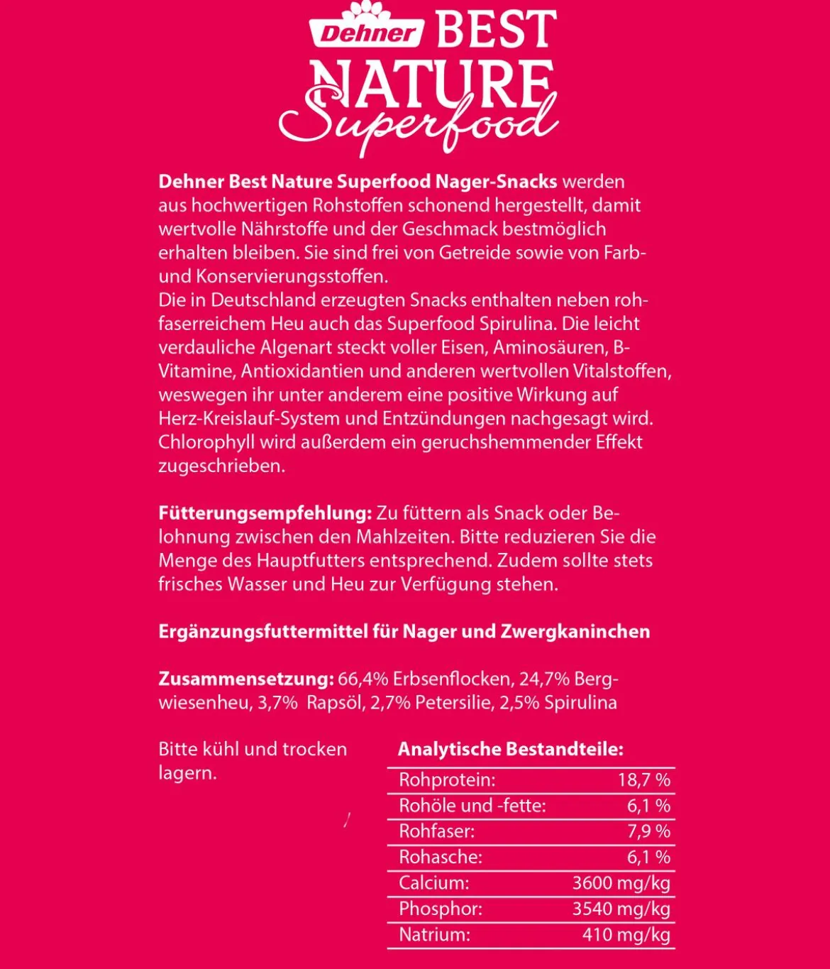 Dehner Best Nature Nagersnack Superfood Bärchen Spirulina, 100 g