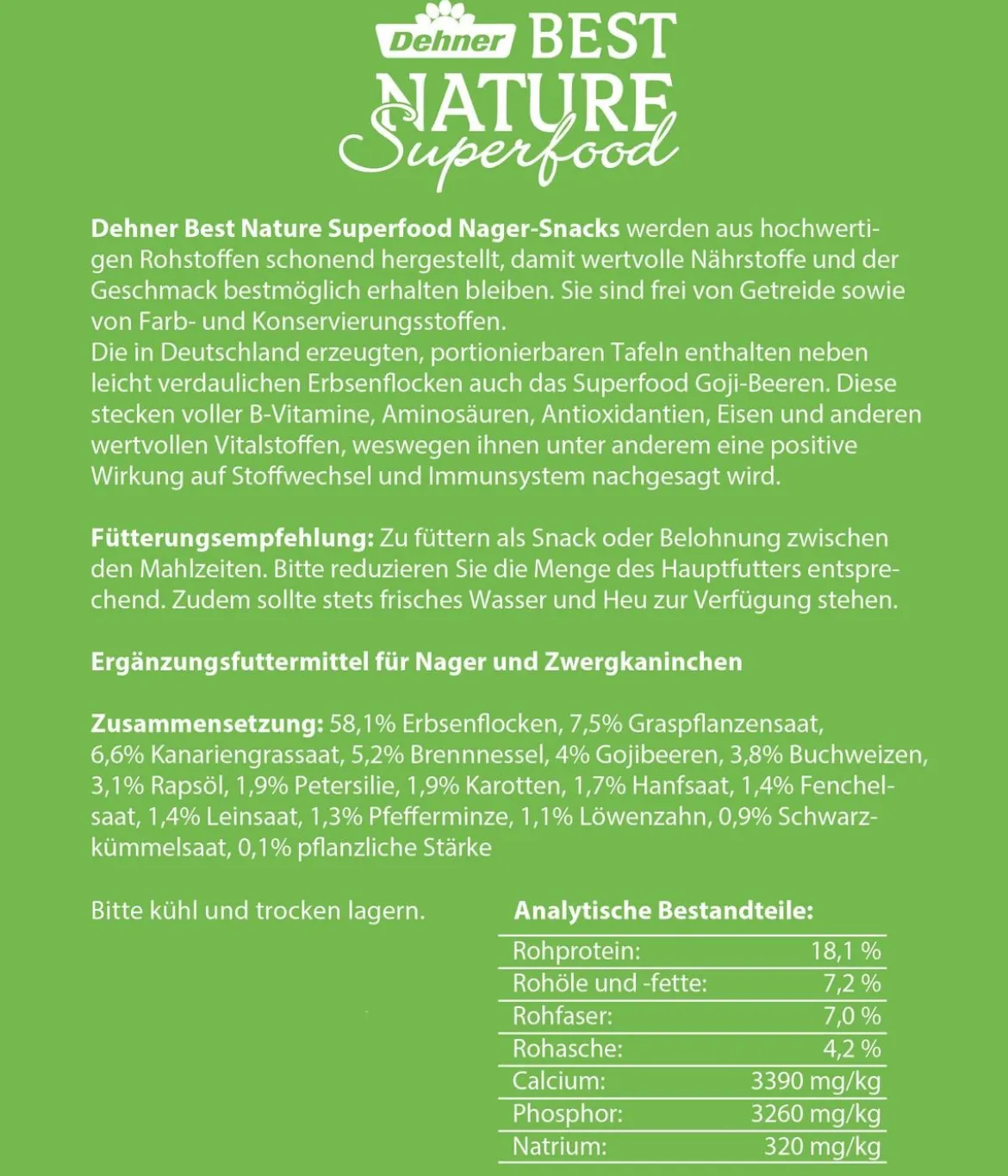 Dehner Best Nature Nagersnack Superfood Tafel Goji-Beeren, 125 g