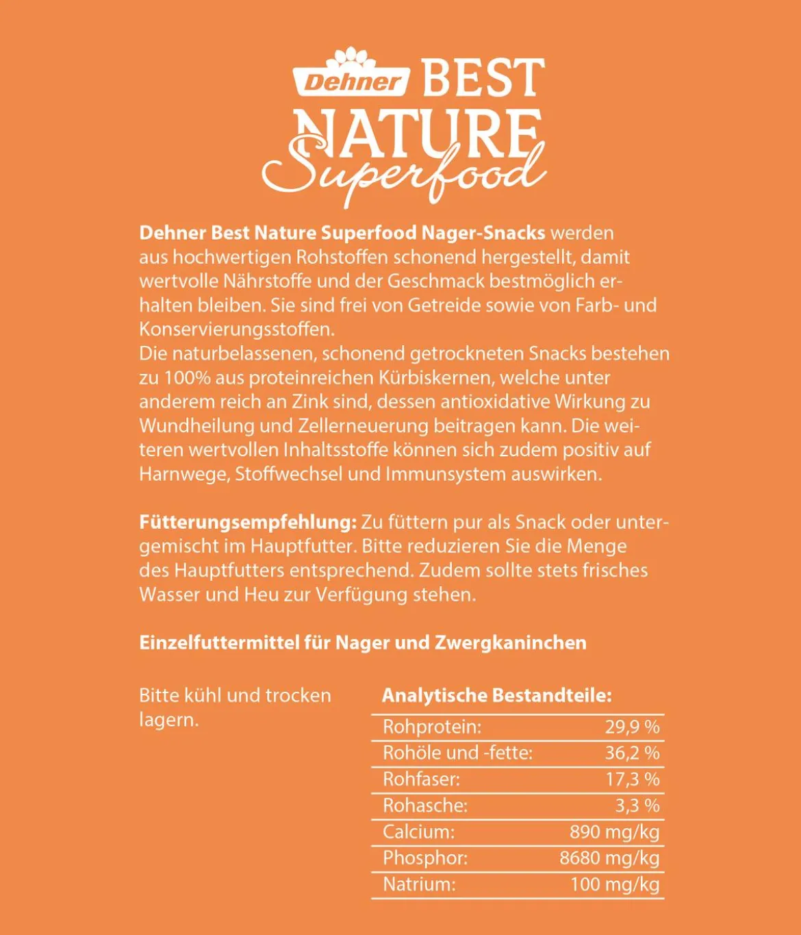 Dehner Best Nature Nagersnack Superfood Pure Kürbiskerne, 125 g