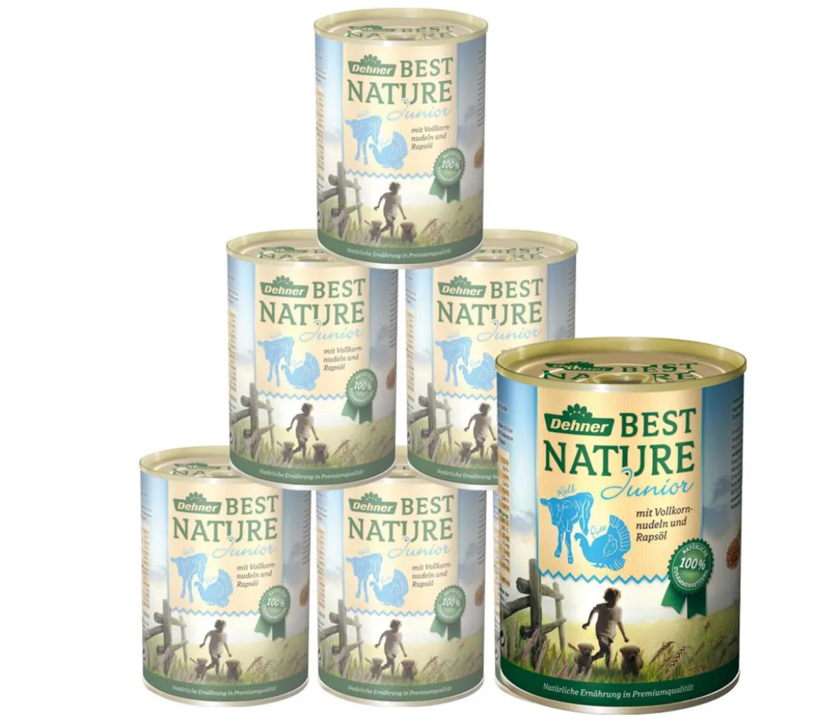 Dehner Best Nature Nassfutter für Hunde Junior, Kalb & Pute