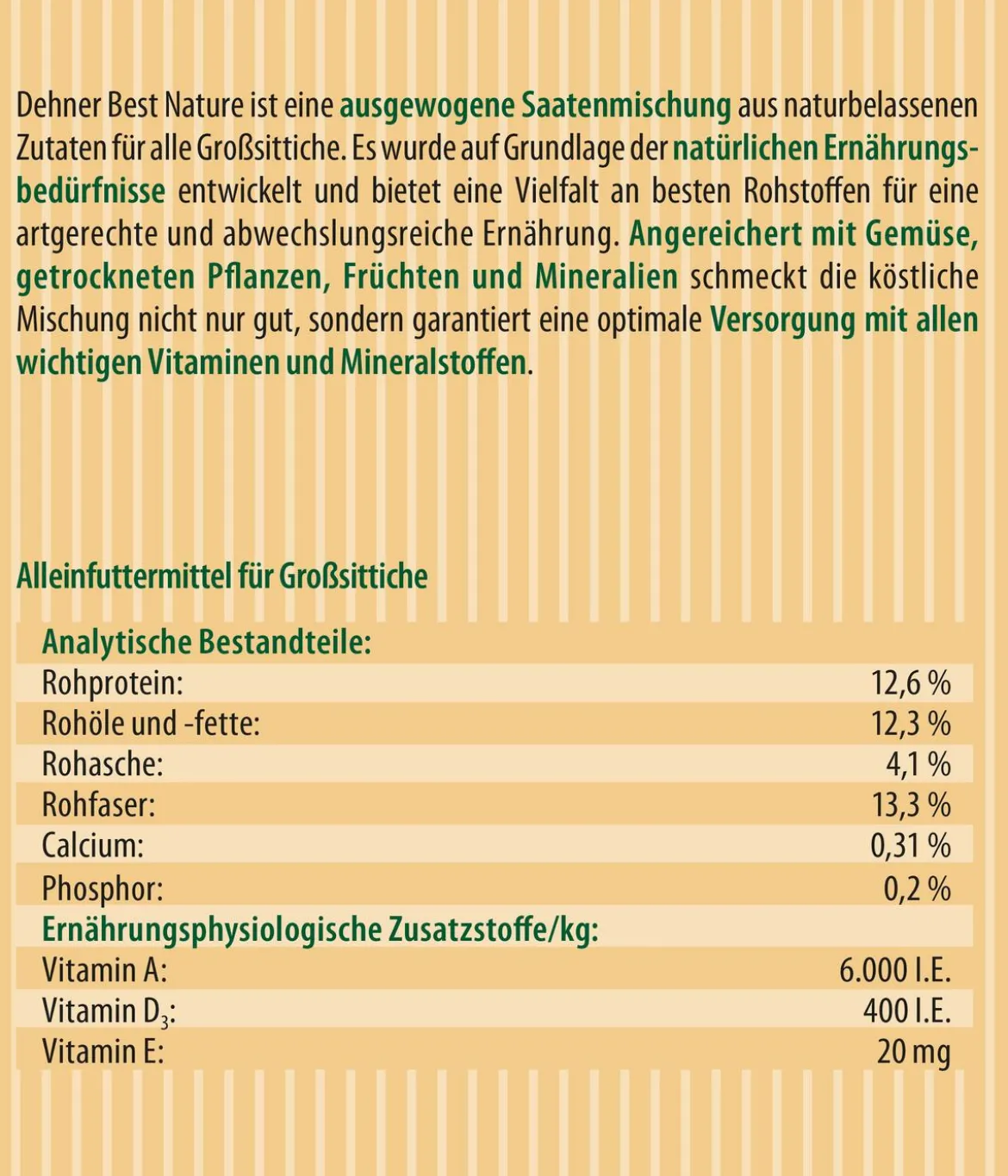 Dehner Best Nature Vogelfutter für Großsittiche, 2,5 kg