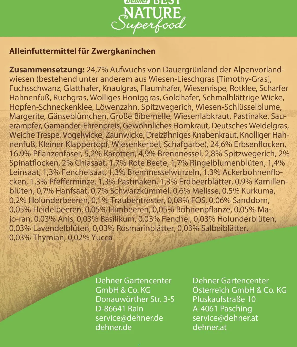 Dehner Best Nature Zwergkaninchenfutter Superfood Mix