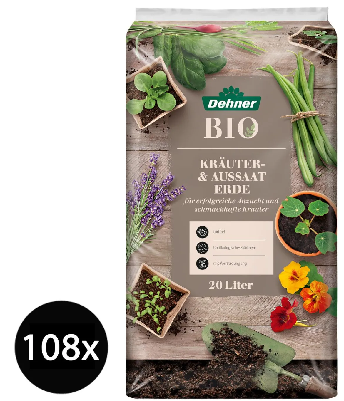 Dehner Bio Aussaat- und Kräutererde, 108 x 20 Liter
