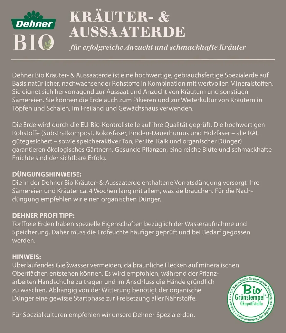 Dehner Bio Aussaat- und Kräutererde, 108 x 20 Liter