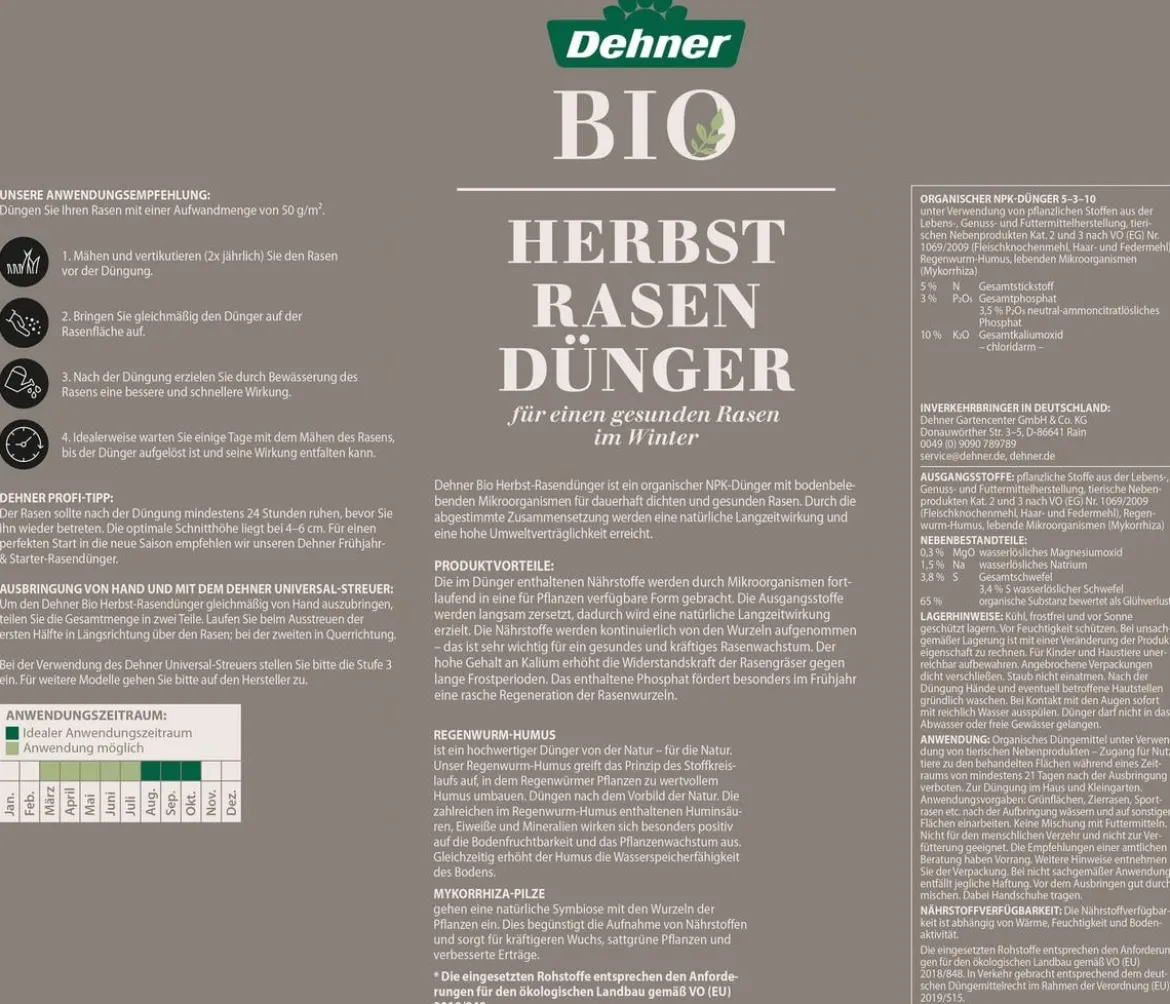 Dehner Bio Herbstrasendünger, 10,05 kg