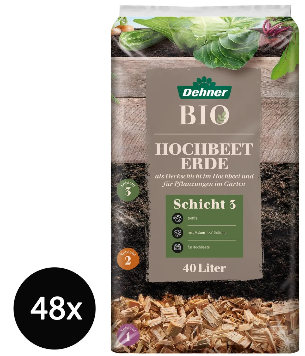 Dehner Bio Hochbeet-Erde, 48 x 40 Liter