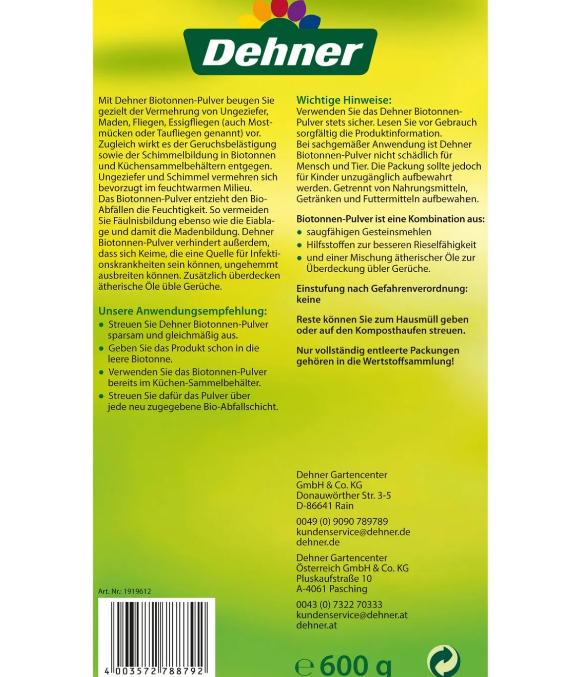 Dehner Biotonnenpulver, 600 g