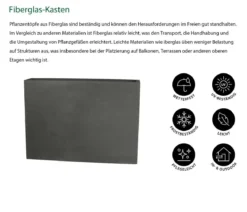 Dehner Fiberglas-Kasten, rechteckig, grau, ca. B118/H85/T26 cm