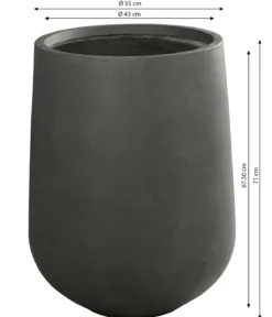 Dehner Fiberglas-Topf Curved, rund, anthrazit