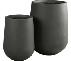 Dehner Fiberglas-Topf Curved, rund, anthrazit