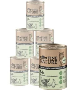 Dehner Fine Nature Nassfutter für Katzen Adult, Pute mit Lachsöl & Katzengamander