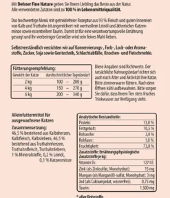 Dehner Fine Nature Nassfutter für Katzen Adult, Kalb & Truthahn mit Leinöl & Katzenminze