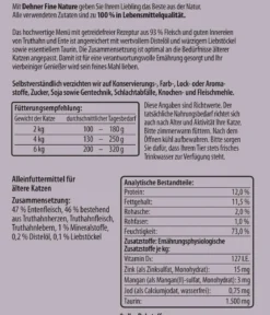 Dehner Fine Nature Nassfutter für Katzen Senior, Truthahn & Ente mit Distelöl & Liebstöckel