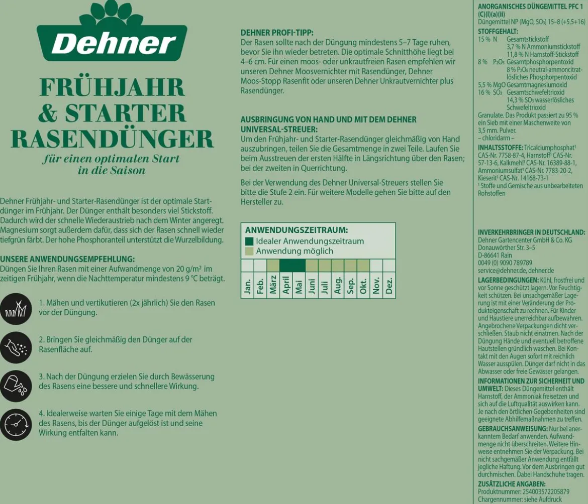 Dehner Frühjahr- und Starter-Rasendünger, 5 kg