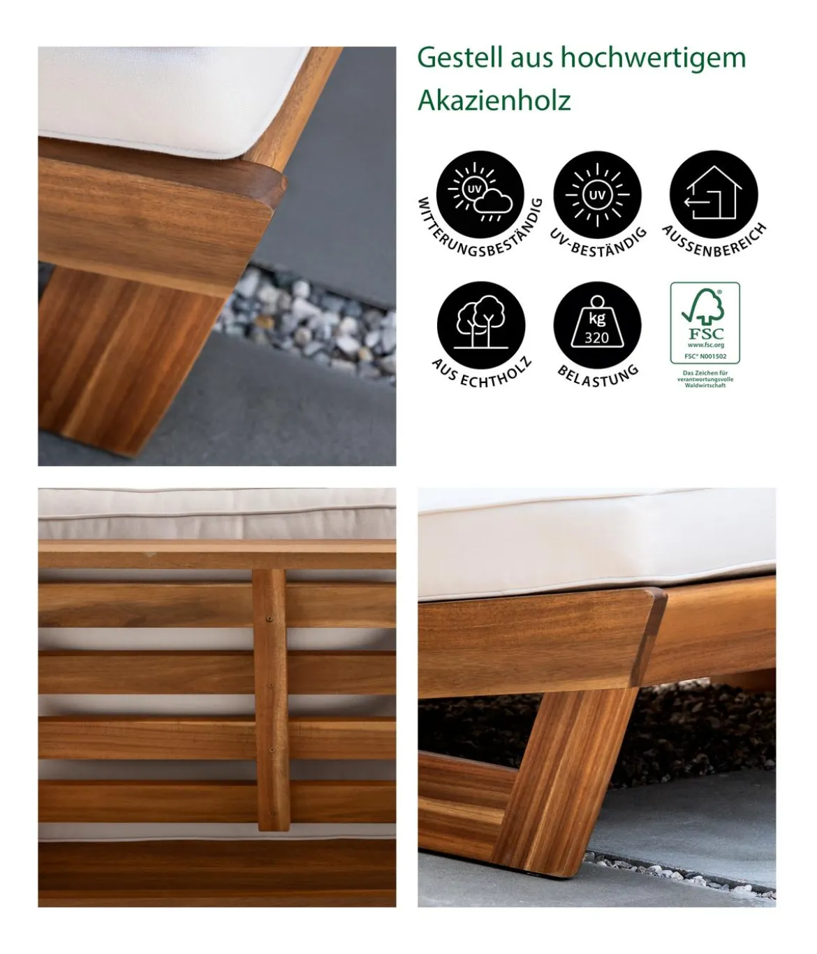 Dehner Gartenbank Palma, 2-Sitzer