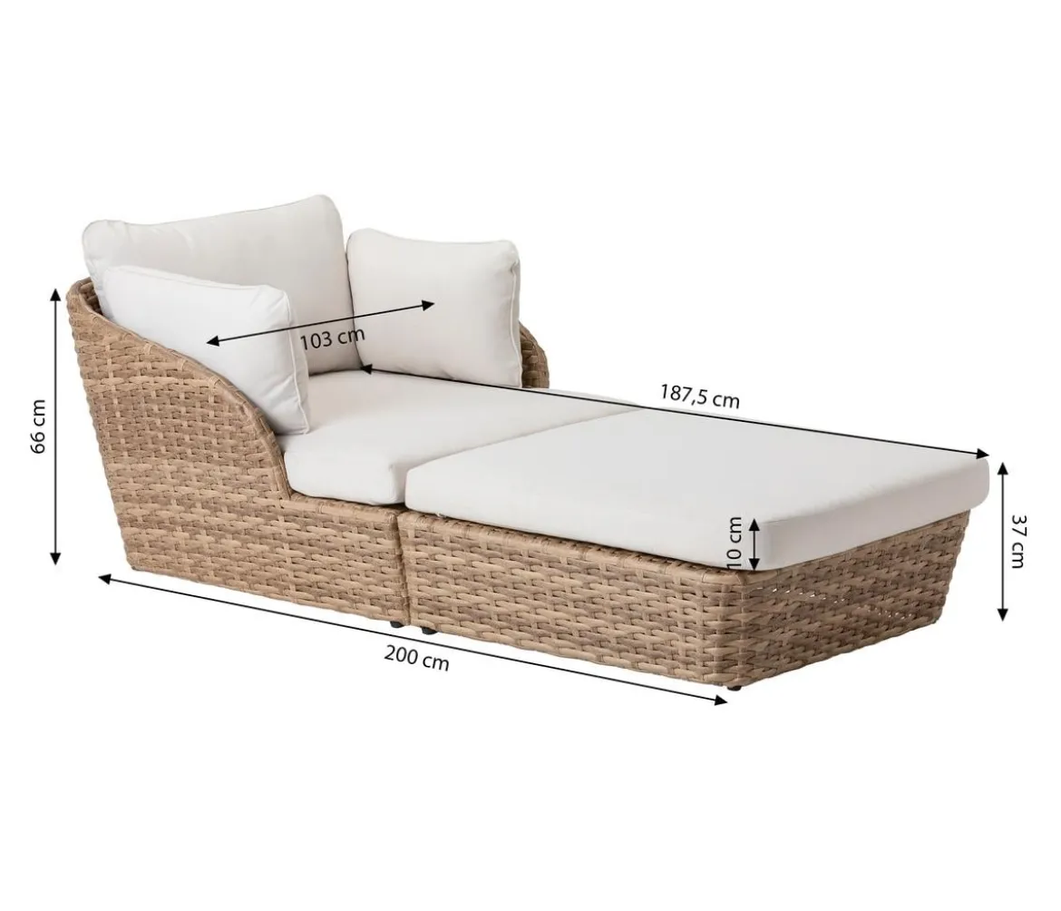 Dehner Gartenliege Tulum, 2-teilig, ca. B103/H66/T200 cm