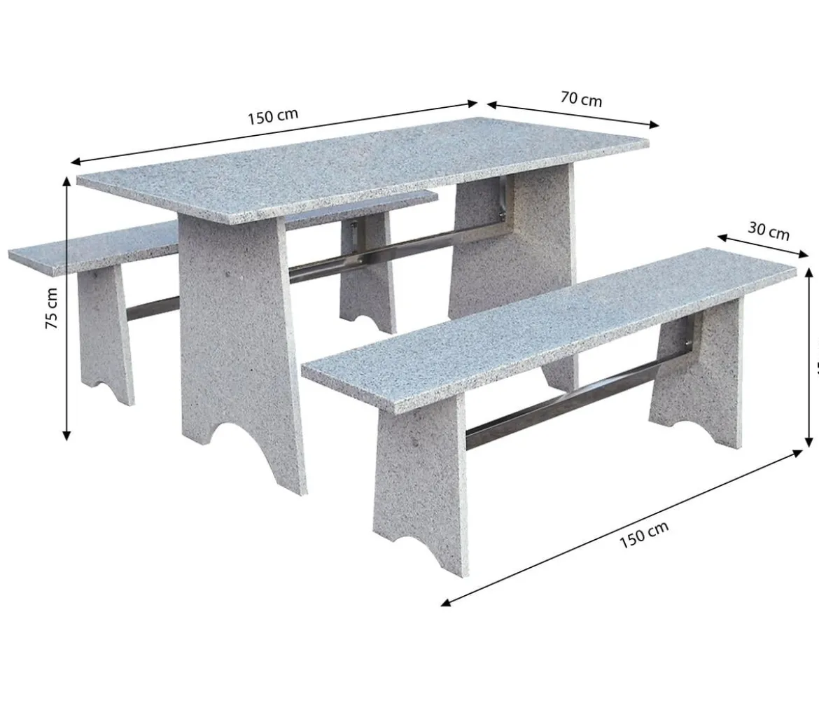 Dehner Gartenmöbel-Set aus Granit, 3-teilig