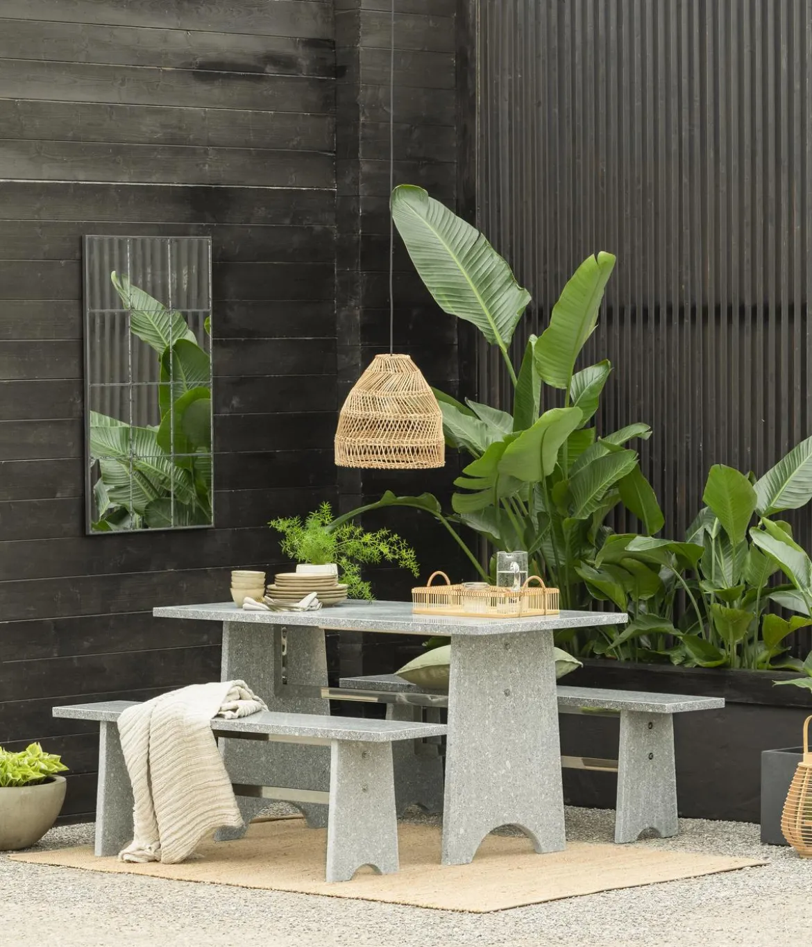 Dehner Gartenmöbel-Set aus Granit, 3-teilig