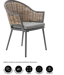 Dehner Geflechtsessel Barcelona, ca. B61,5/H82,5/T61,5 cm
