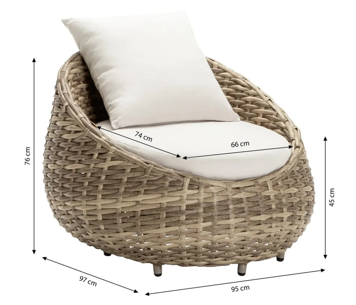 Dehner Geflechtsessel Tulum, ca. B95/H76/T97 cm