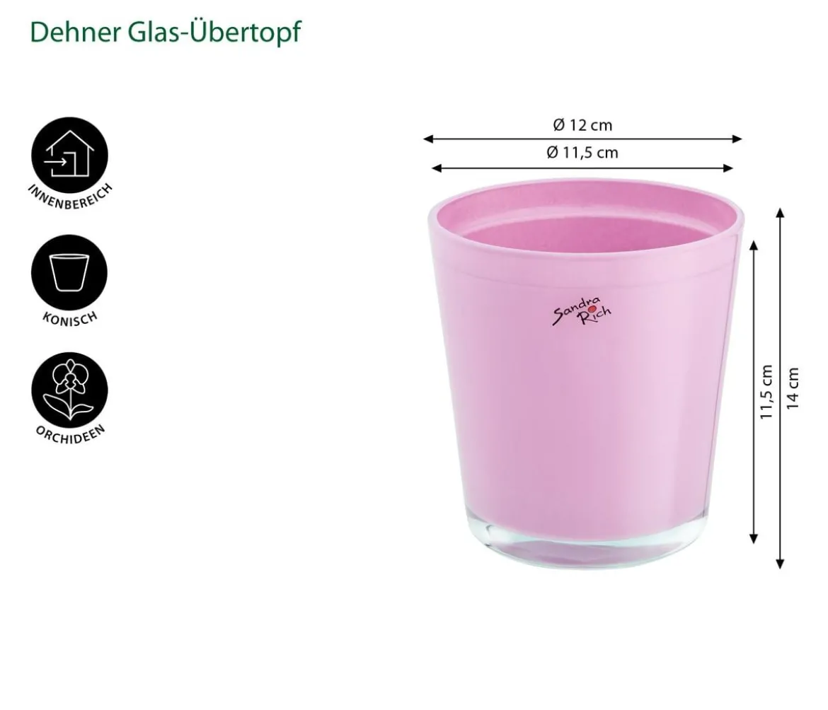 Dehner Glas-Übertopf, konisch, ca. Ø12 cm