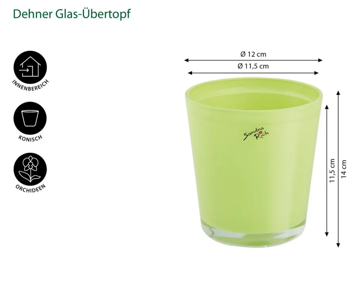 Dehner Glas-Übertopf, konisch, ca. Ø12 cm