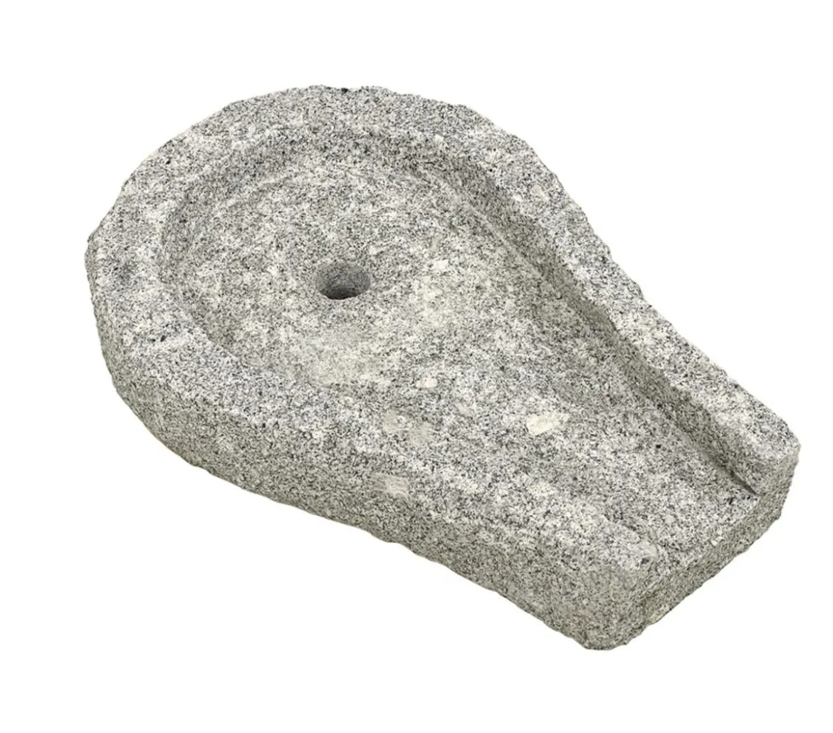 Dehner Granit-Bachlaufschale mit Loch und Anschlussstück