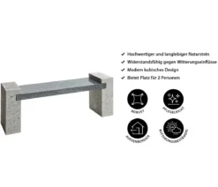 Dehner Granit-Gartenbank, ca. B120/H45/T30 cm, grau