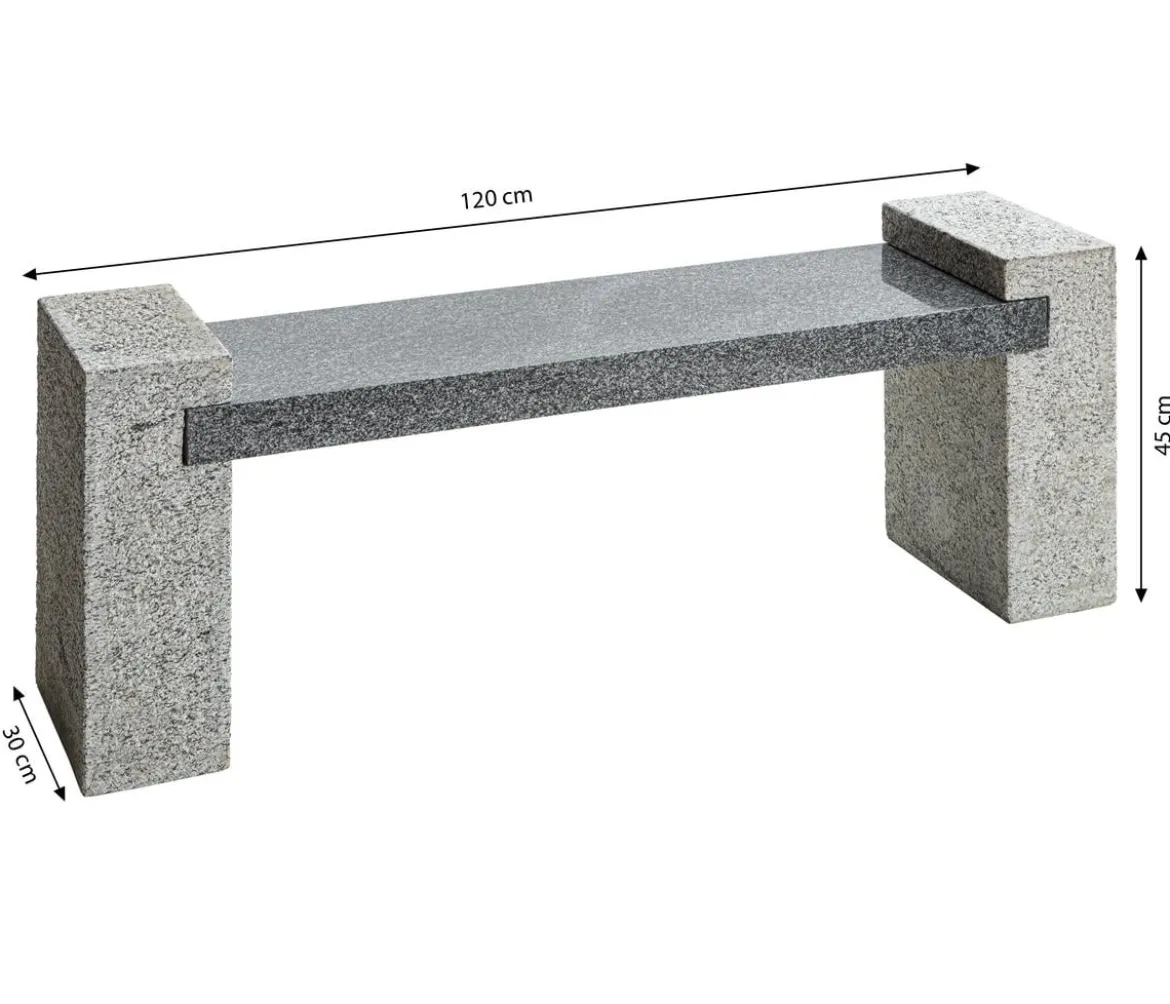 Dehner Granit-Gartenbank, ca. B120/H45/T30 cm, grau