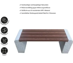Dehner Granit-Gartenbank, ca. B120/H45/T35 cm, grau/braun