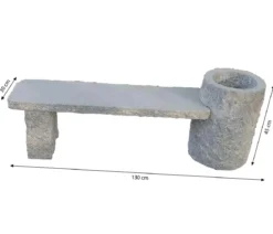 Dehner Granit-Gartenbank Flora, ca. B130/H45/T30 cm, grau