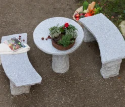 Dehner Granit-Gartenbank, gebogen, 2-Sitzer