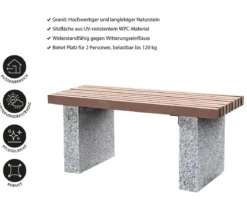 Dehner Granit-Gartenbank, 2-Sitzer