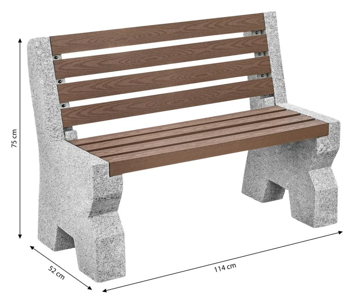 Dehner Granit-Gartenbank, 2-Sitzer, ca. B114/H75/T52 cm