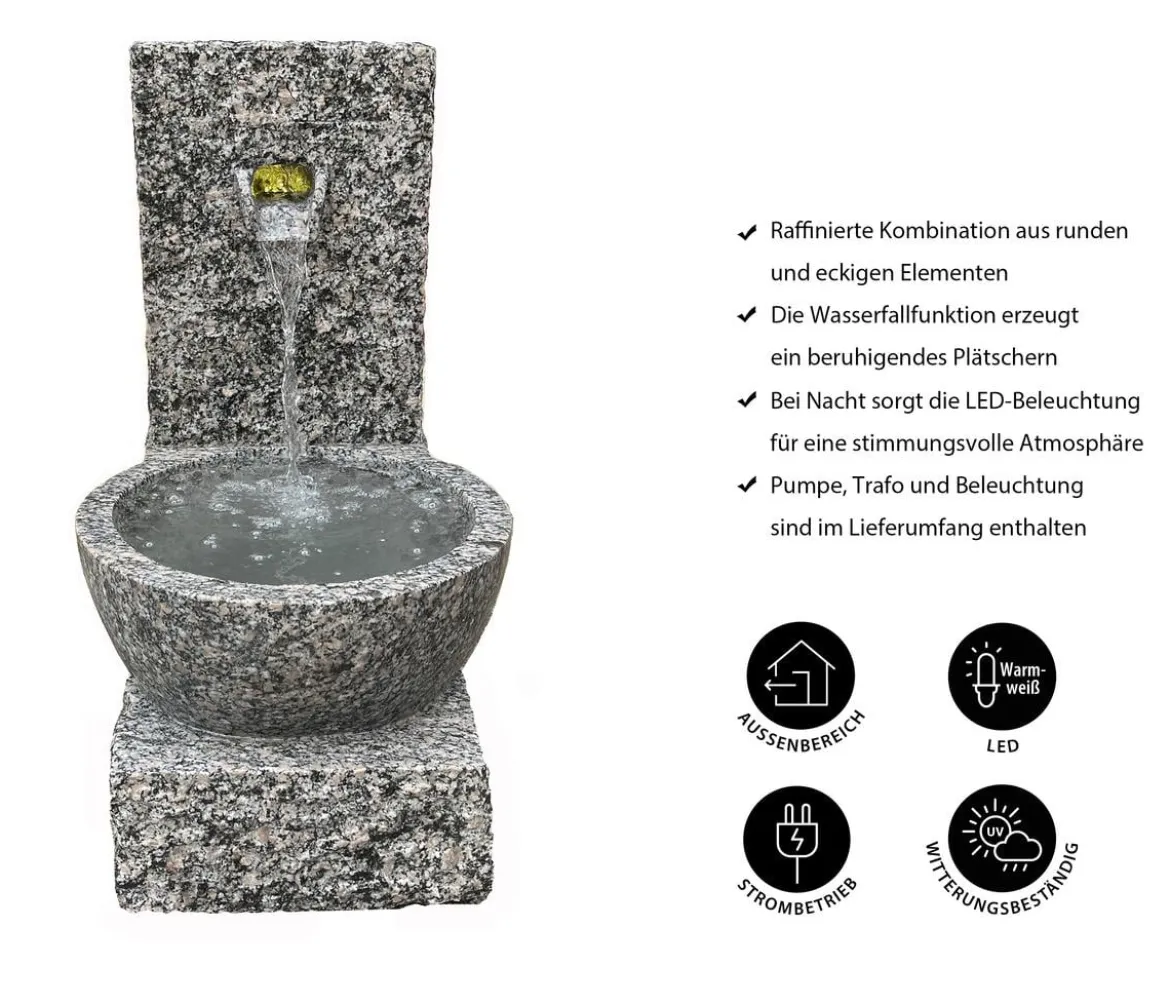Dehner Granit-Gartenbrunnen Peel, ca. H70 cm