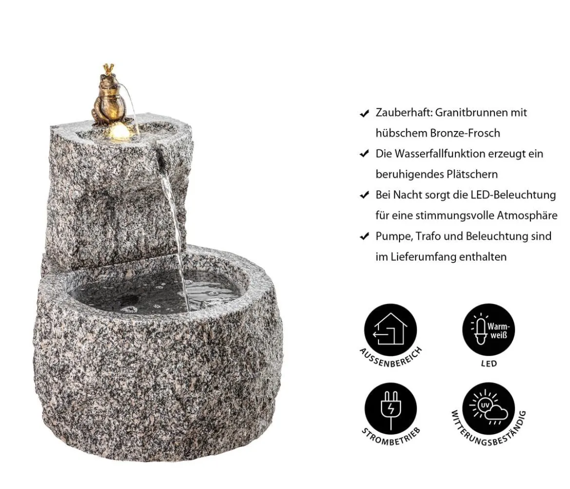 Dehner Granit-Gartenbrunnen Froschkönig, ca. Ø50/H55 cm