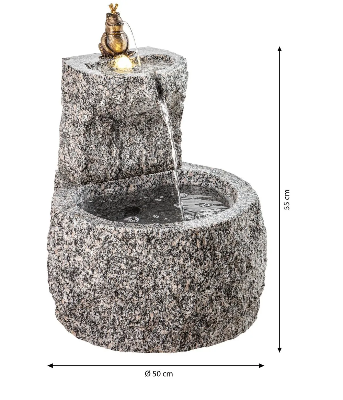 Dehner Granit-Gartenbrunnen Froschkönig, ca. Ø50/H55 cm
