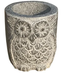 Dehner Granit-Topf Eule, rund, grau, ca. Ø20/H22 cm