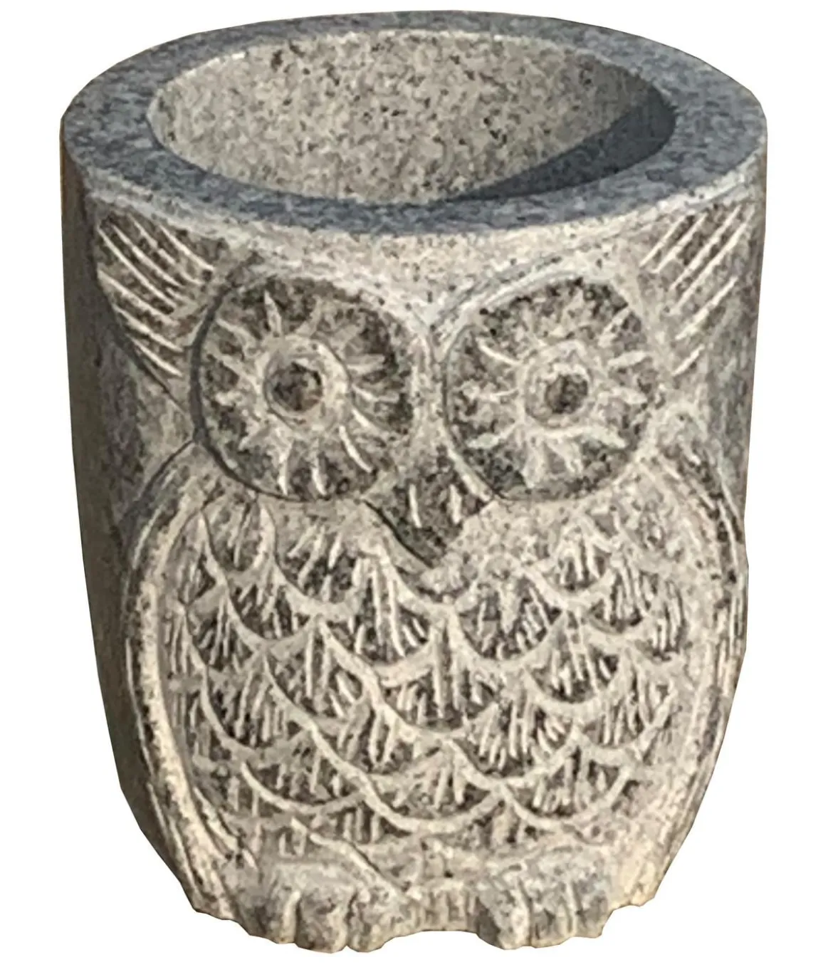 Dehner Granit-Topf Eule, rund, grau, ca. Ø20/H22 cm