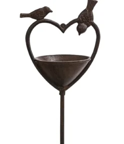 Dehner Gusseisen-Stab Vogelherz mit Schale, ca. H120 cm