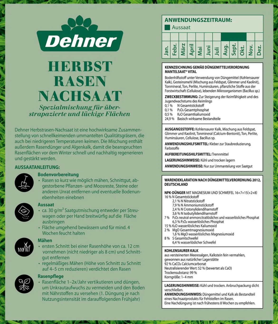 Dehner Herbstrasen-Nachsaat, 750 g