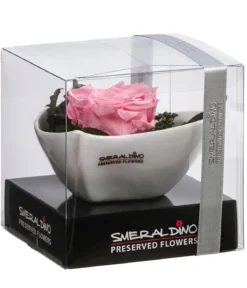 Dehner Herzschale mit Longlife-Rose Lena, rosa, ca. B11/H7 cm