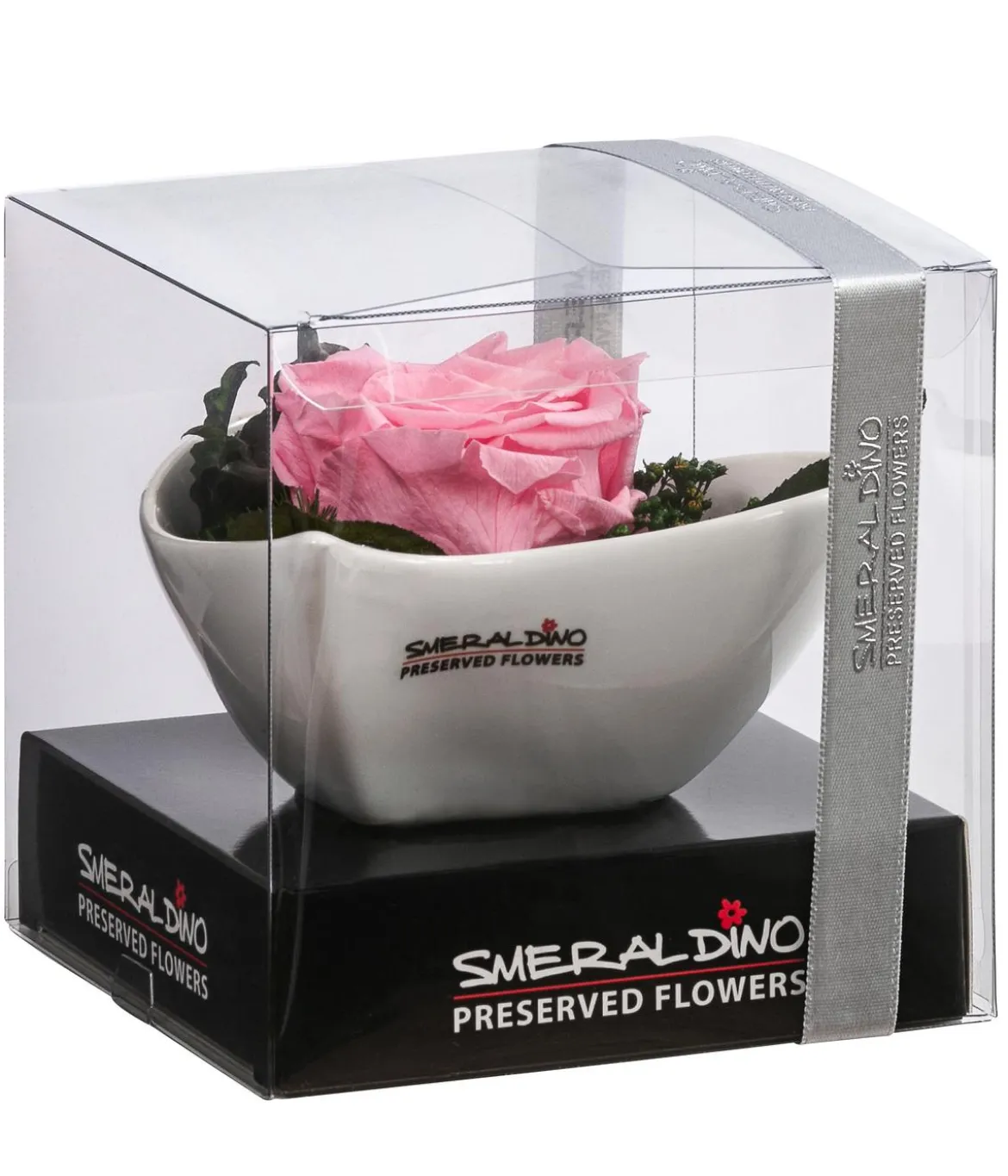 Dehner Herzschale mit Longlife-Rose Lena, rosa, ca. B11/H7 cm